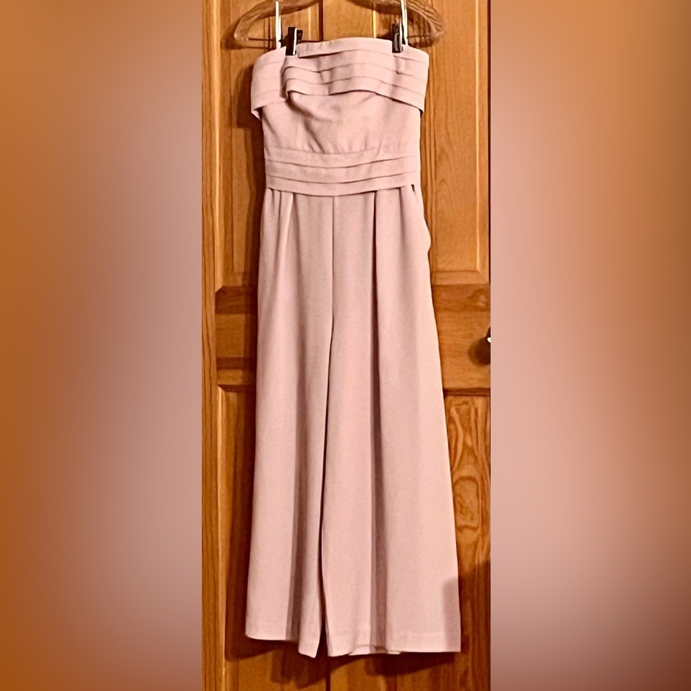 C/MEO Collective Next Step Pink Strapless Wide Leg Jumpsuit Culottes Romper XS